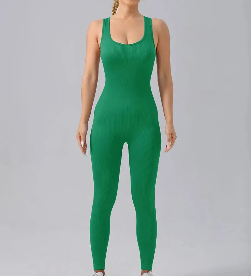 Obsidian Phoenix Seamless Ribbed Fitness Jumpsuit