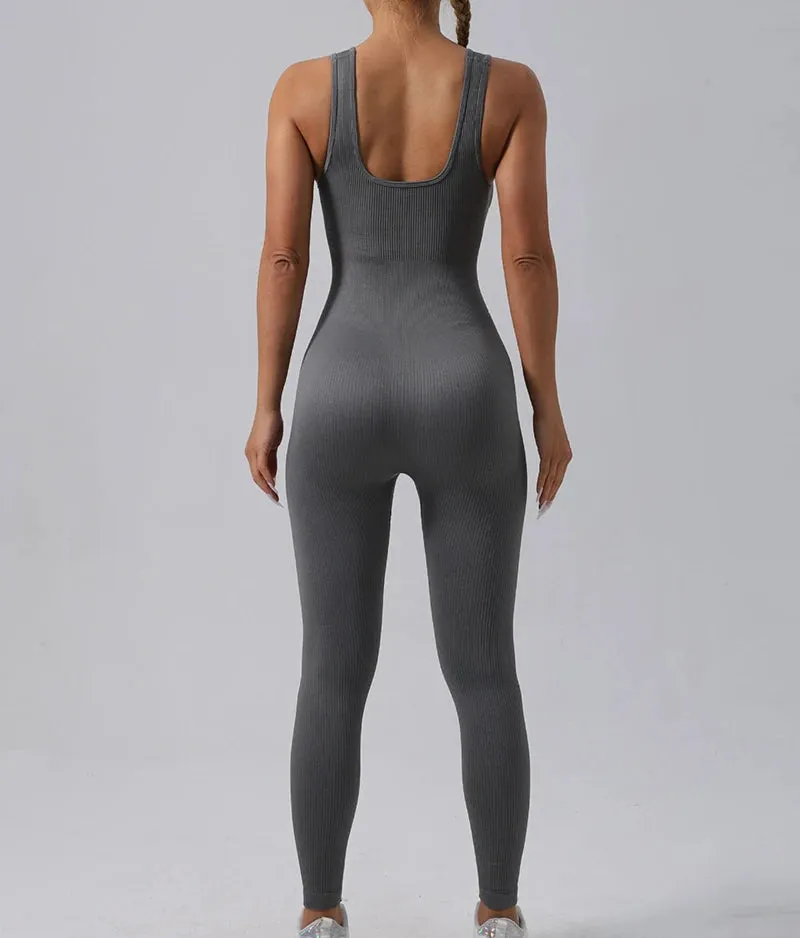 Obsidian Phoenix Seamless Ribbed Fitness Jumpsuit