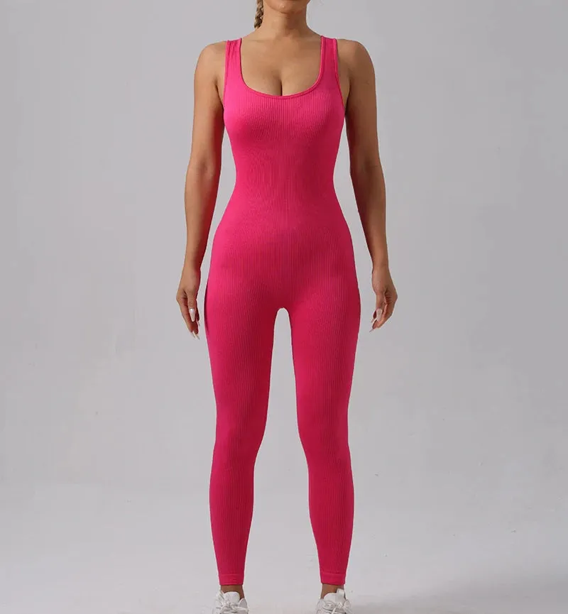 Obsidian Phoenix Seamless Ribbed Fitness Jumpsuit