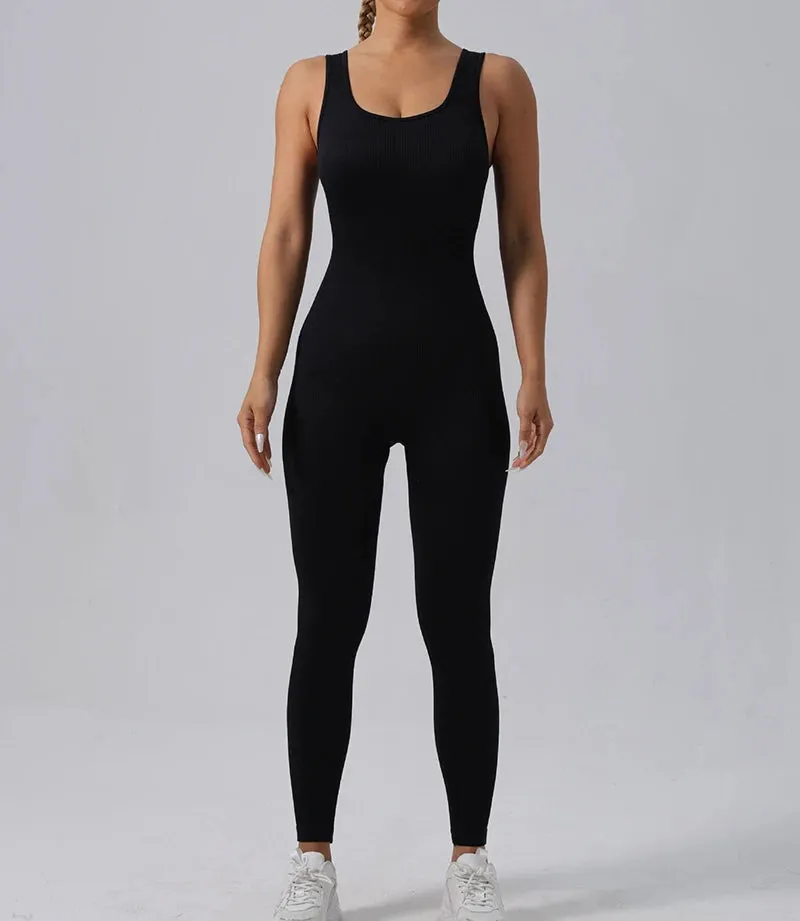 Obsidian Phoenix Seamless Ribbed Fitness Jumpsuit