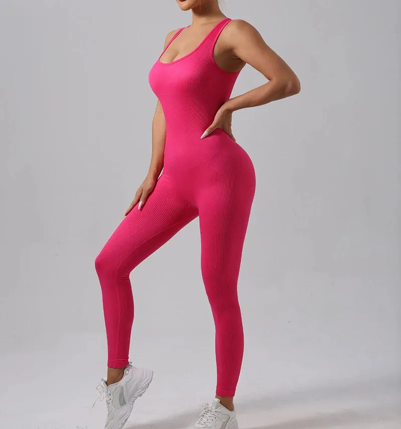 Obsidian Phoenix Seamless Ribbed Fitness Jumpsuit
