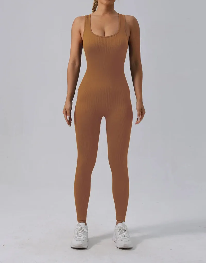 Obsidian Phoenix Seamless Ribbed Fitness Jumpsuit