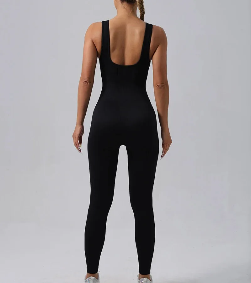 Obsidian Phoenix Seamless Ribbed Fitness Jumpsuit