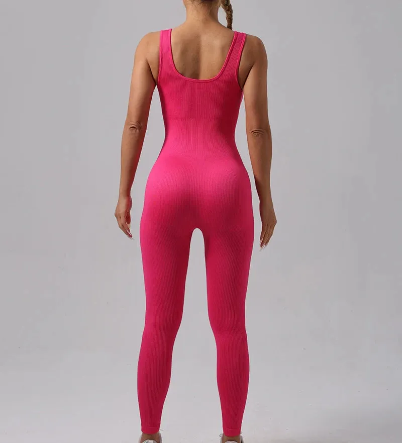 Obsidian Phoenix Seamless Ribbed Fitness Jumpsuit