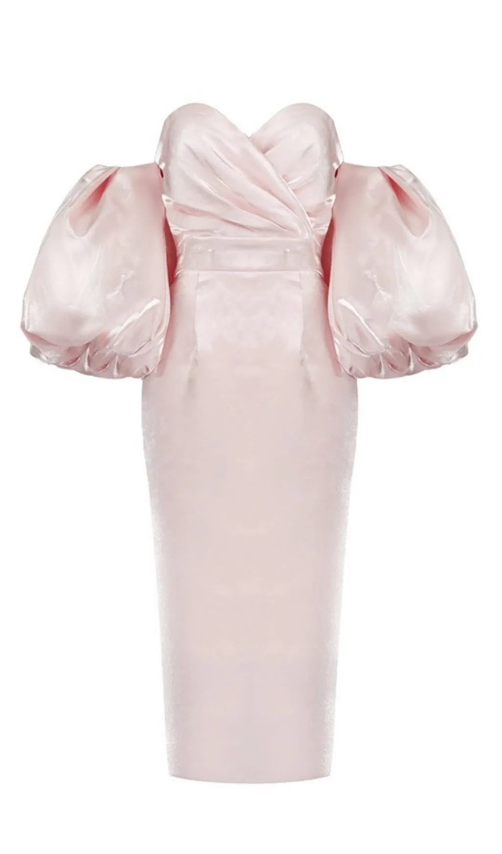 Off Shoulder Backless Puff Sleeves Midi Dress