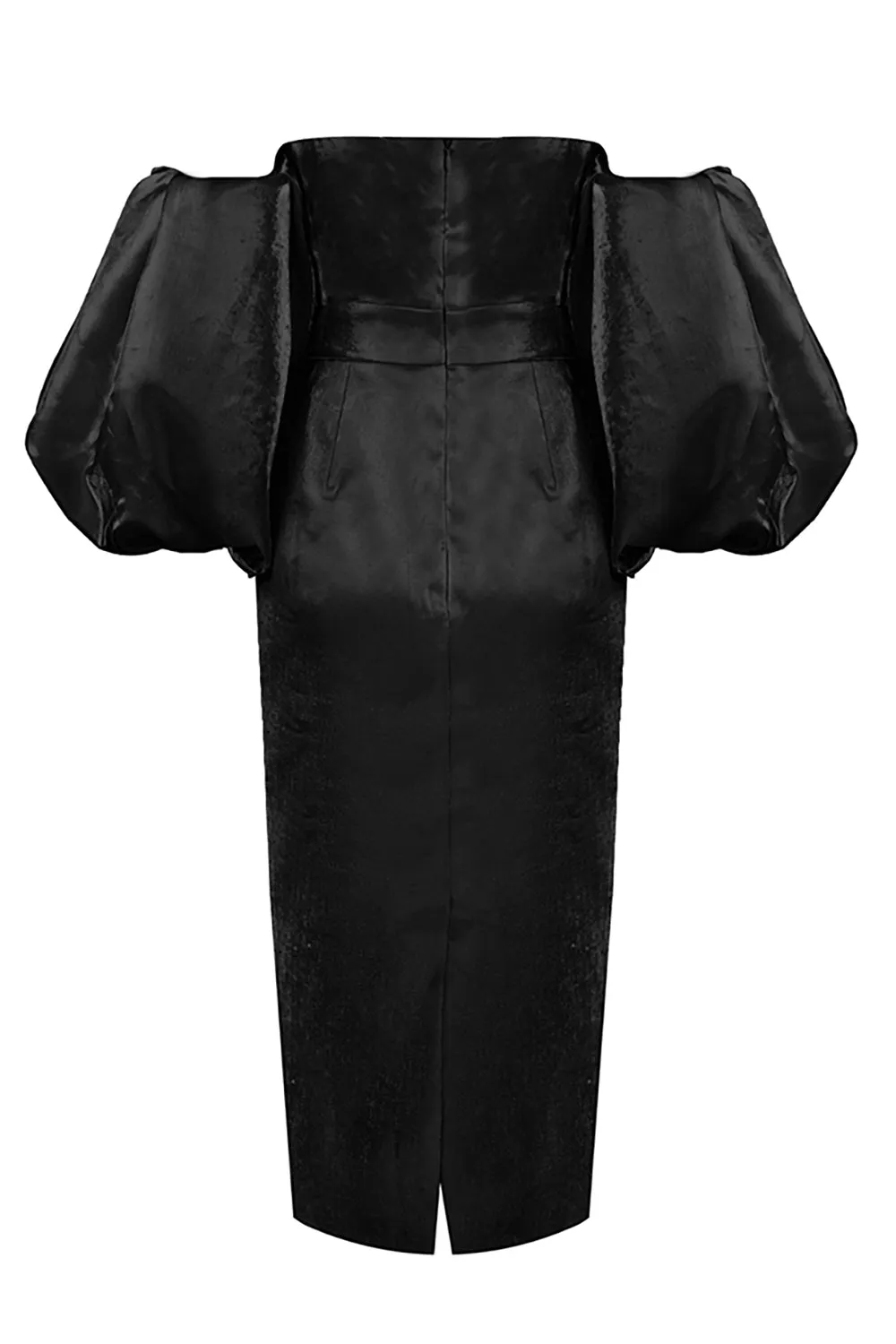 Off Shoulder Backless Puff Sleeves Midi Dress