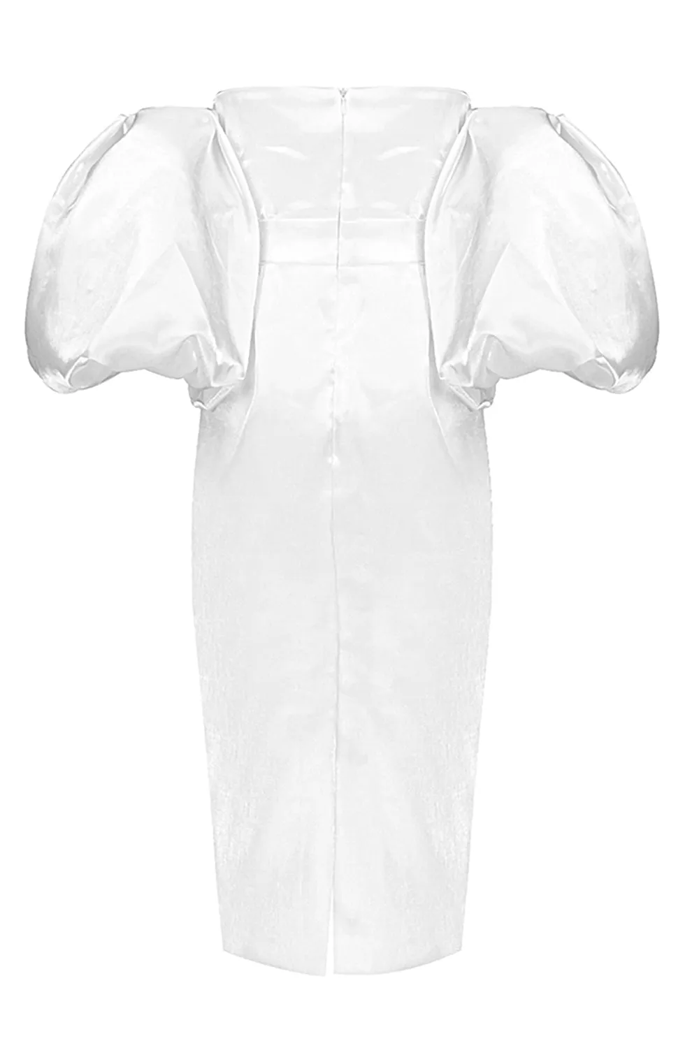 Off Shoulder Backless Puff Sleeves Midi Dress