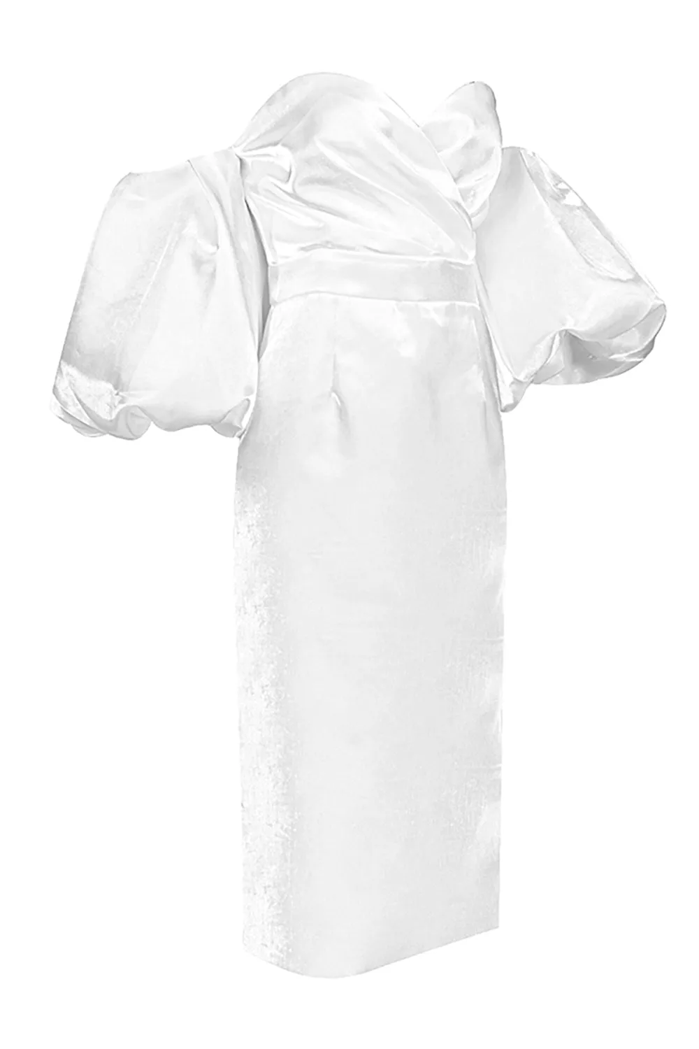 Off Shoulder Backless Puff Sleeves Midi Dress
