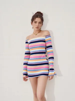 Off-Shoulder Striped Dress