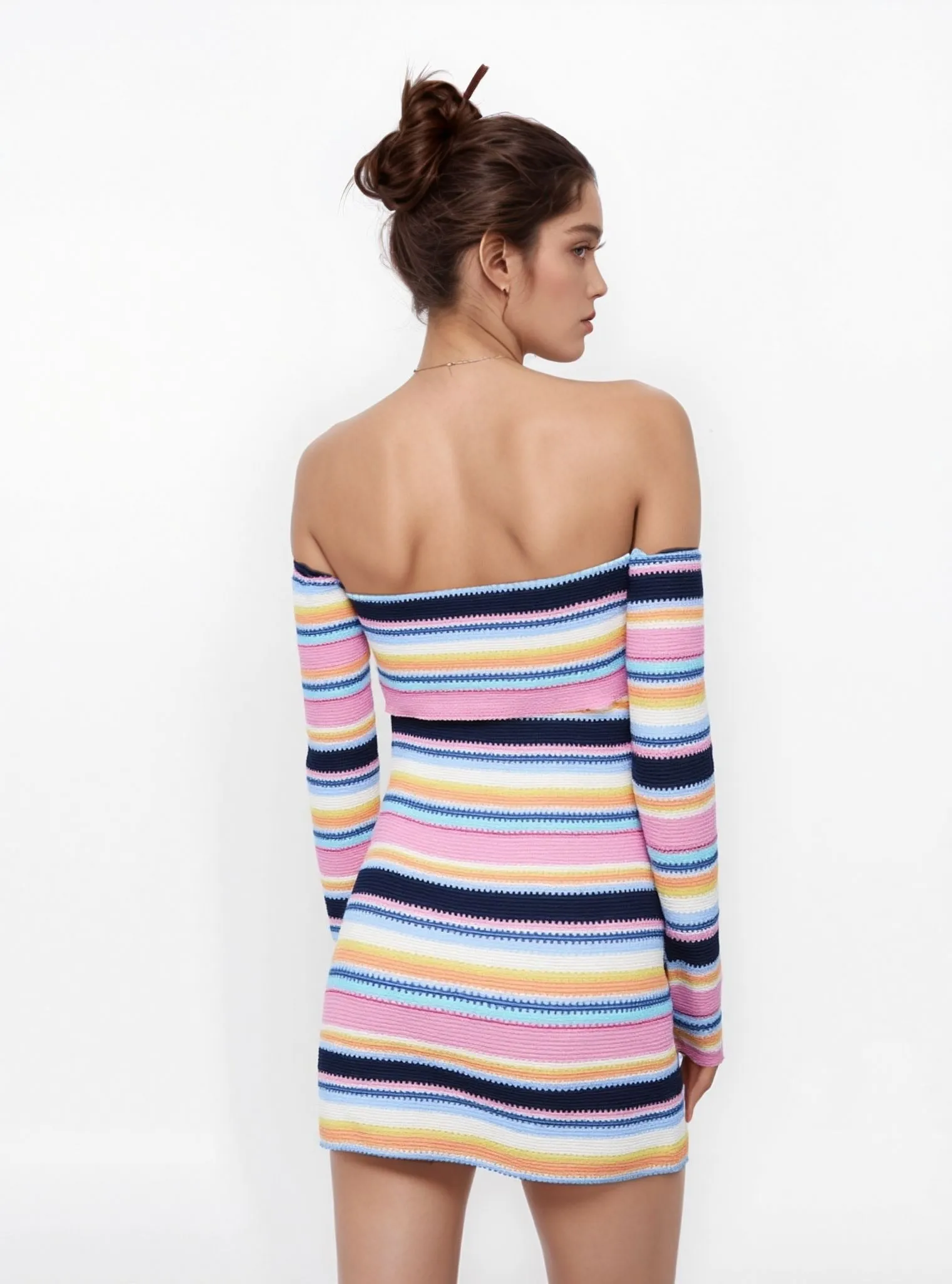 Off-Shoulder Striped Dress