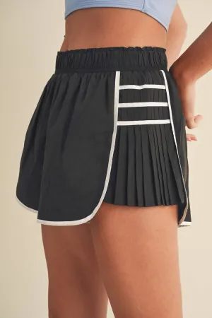On Point Pleated Athletic Shorts | Black