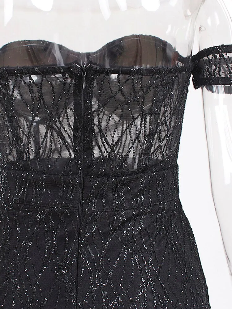 One Sleeve Strapless Split Leg Dress