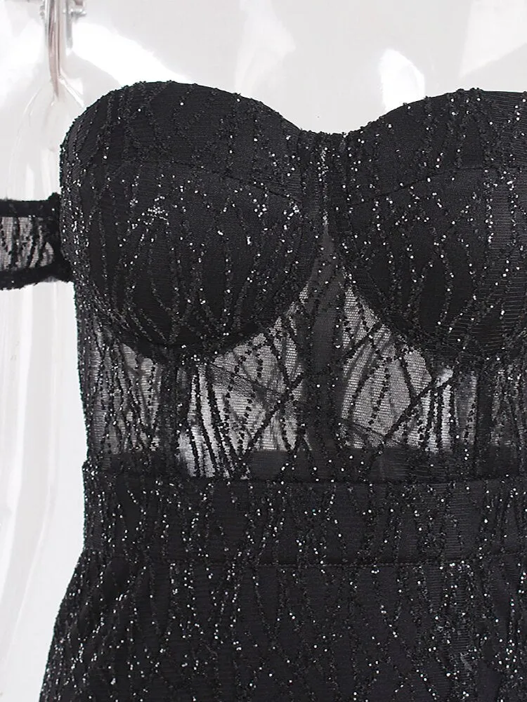 One Sleeve Strapless Split Leg Dress