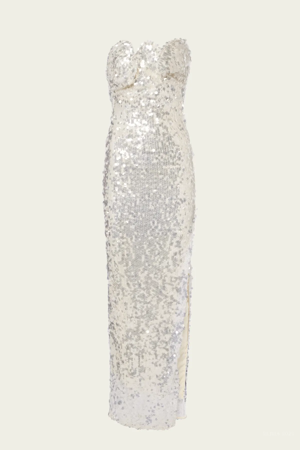 Opaline Sequin Strapless Gown in Glisten Clear