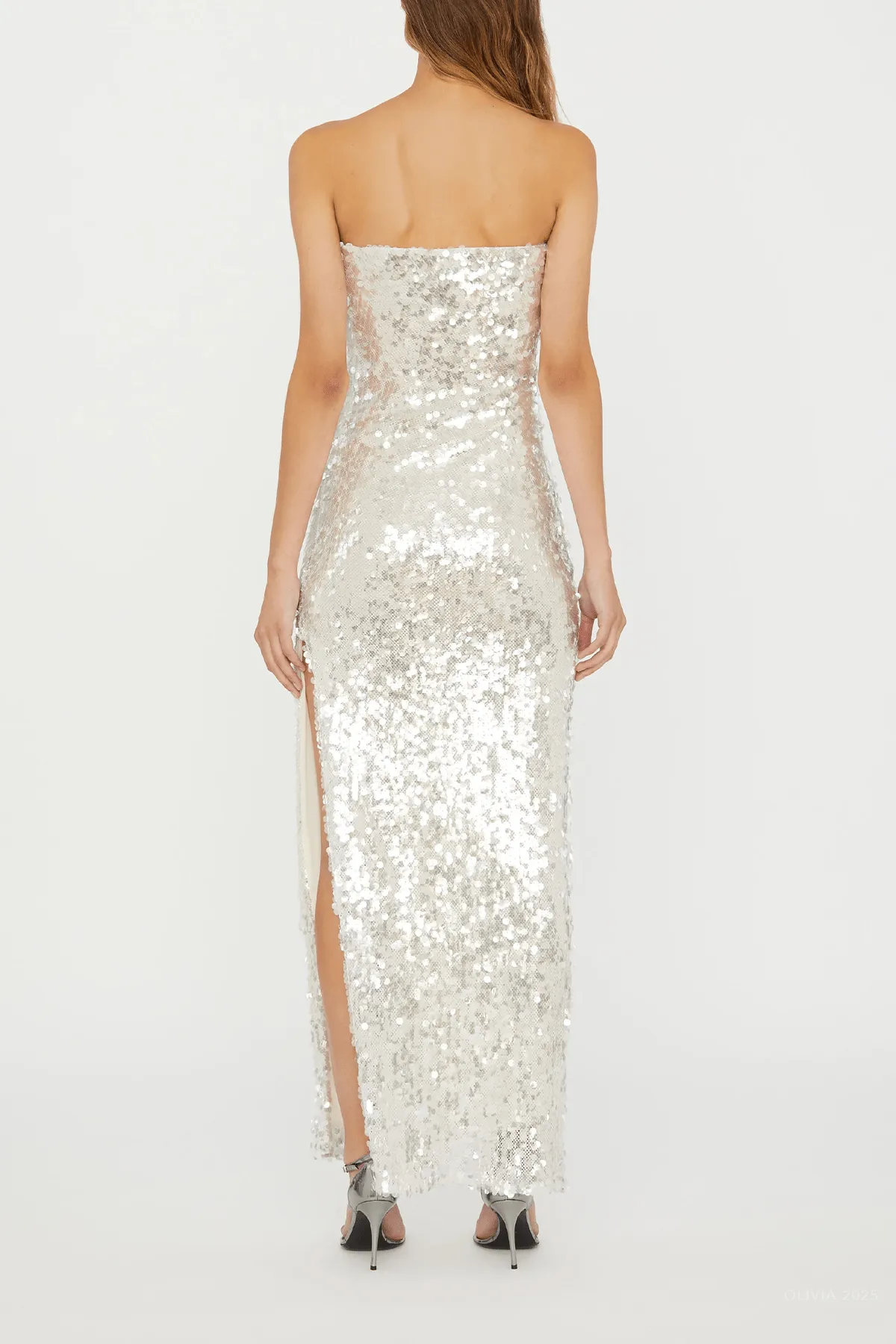 Opaline Sequin Strapless Gown in Glisten Clear