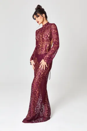 Oxblood Lace Maxi Dress