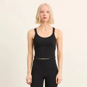 Paire - Women's BioFlex™ Cross-Back Crop Tank Top  | Black