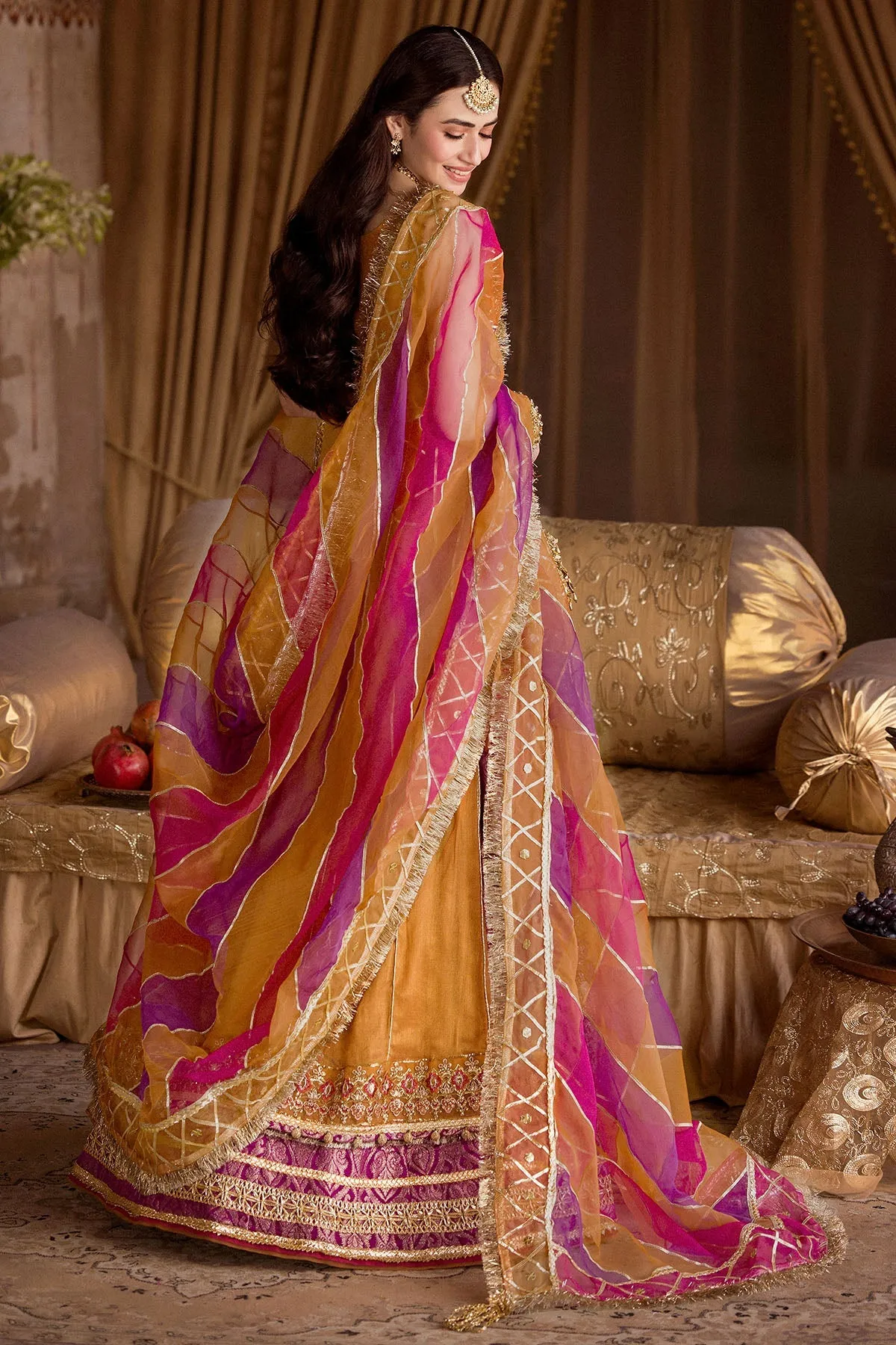 Pakistani Wedding Dress Luxury Mustard Yellow Embroidered Pishwas Frock