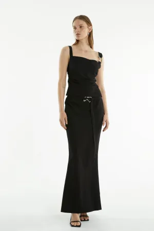 PARADIGM FLUTED MAXI SKIRT | BLACK