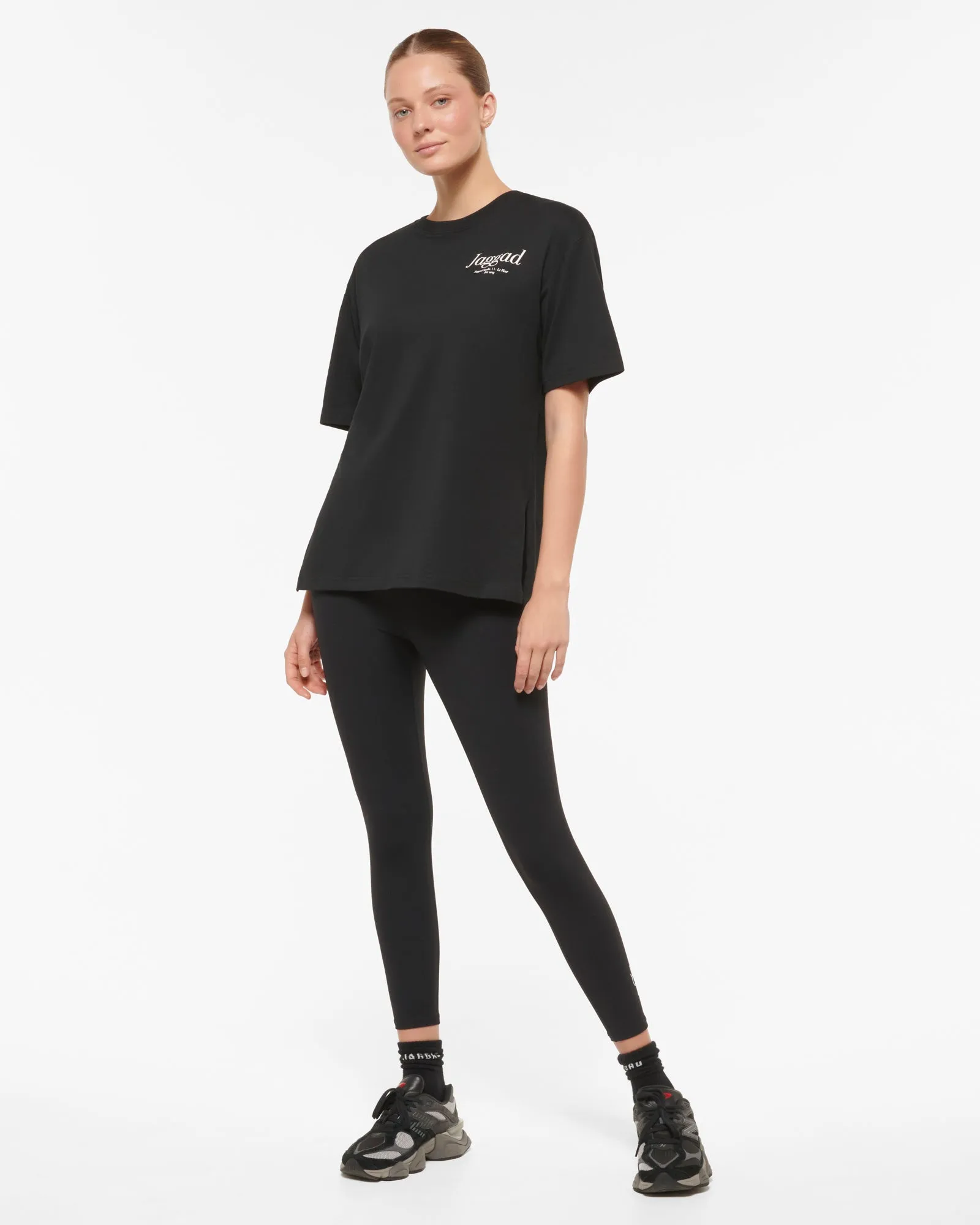 PARK RIDGE OVERSIZED SPLIT HEM TEE BLACK