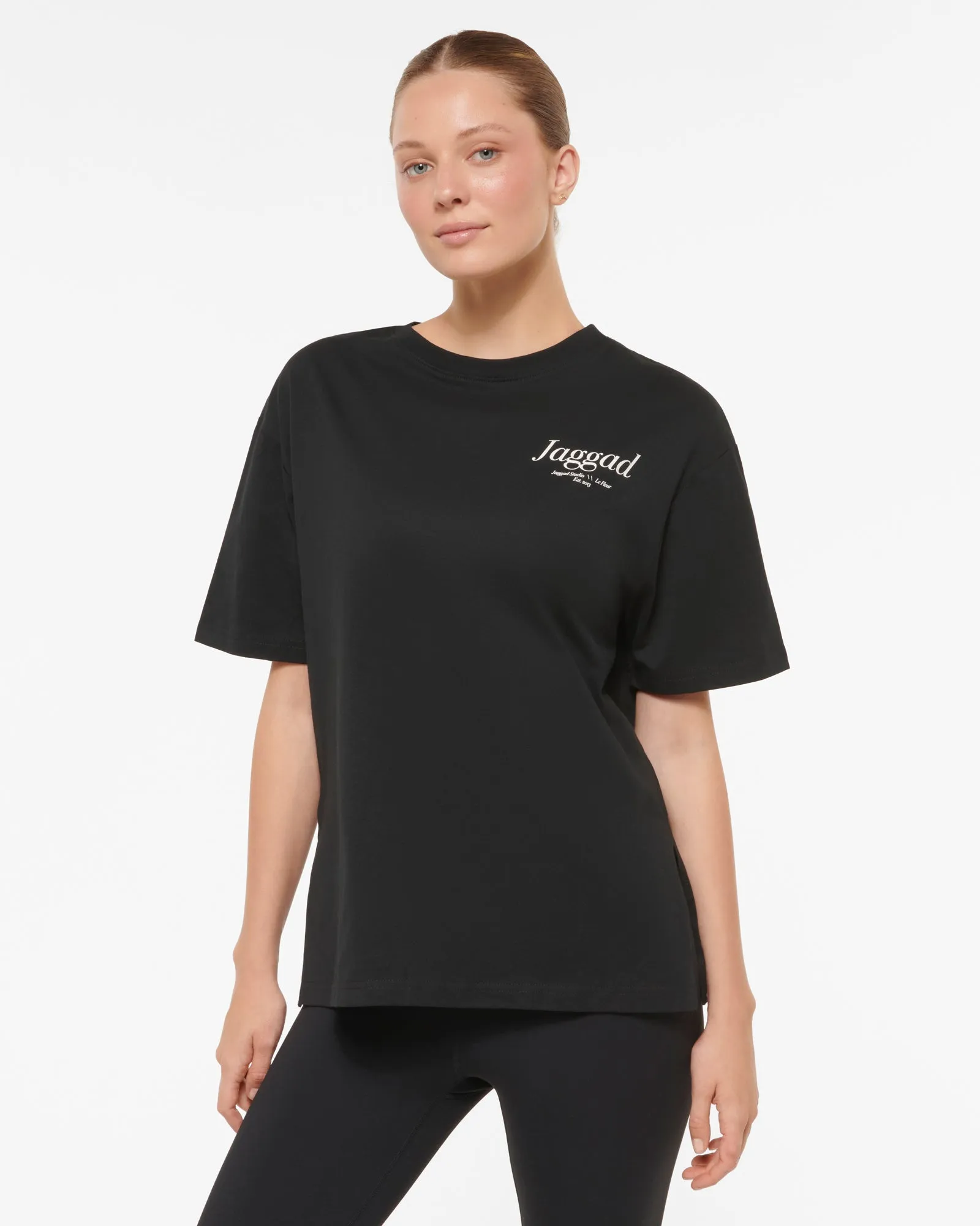 PARK RIDGE OVERSIZED SPLIT HEM TEE BLACK