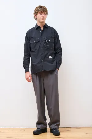 Pe Melange Twill Wide Pants Gray