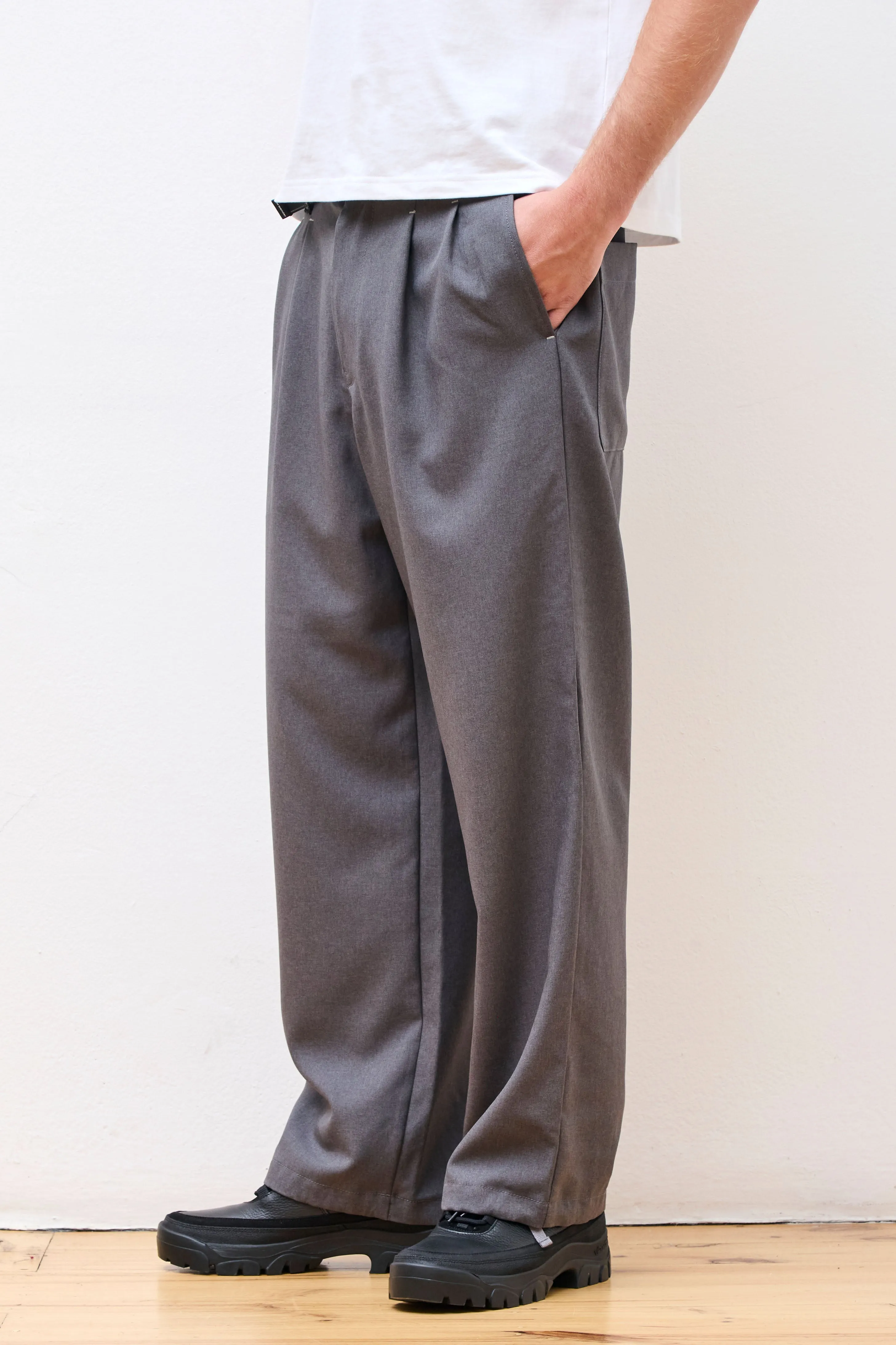 Pe Melange Twill Wide Pants Gray