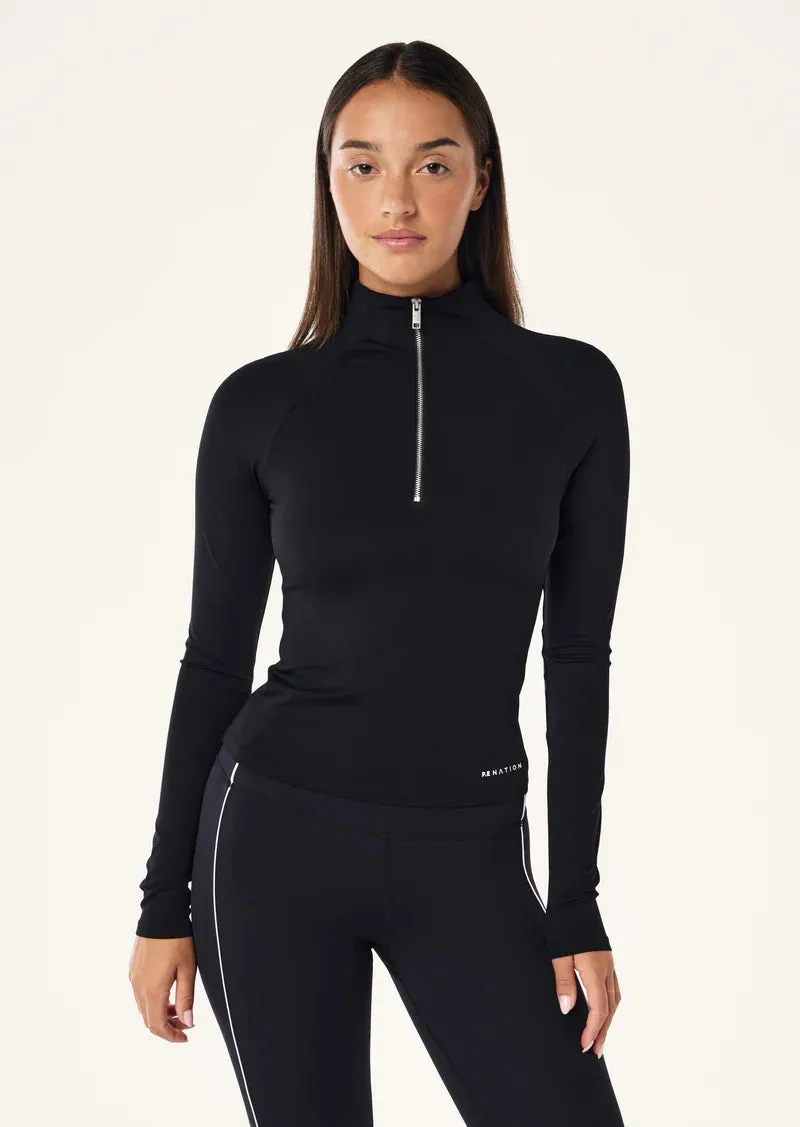 P.E Nation Routine Quarter Zip Long Sleeve - Black