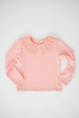 Peach L/S Knit Top