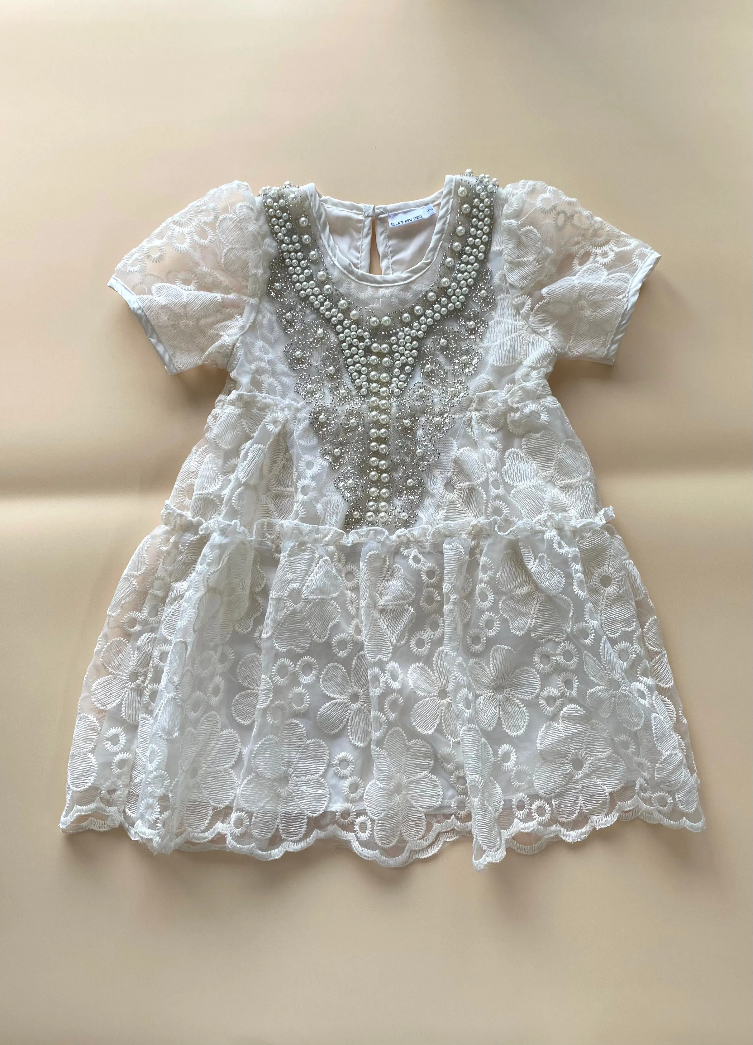 Pearl Embellished Lace Dress