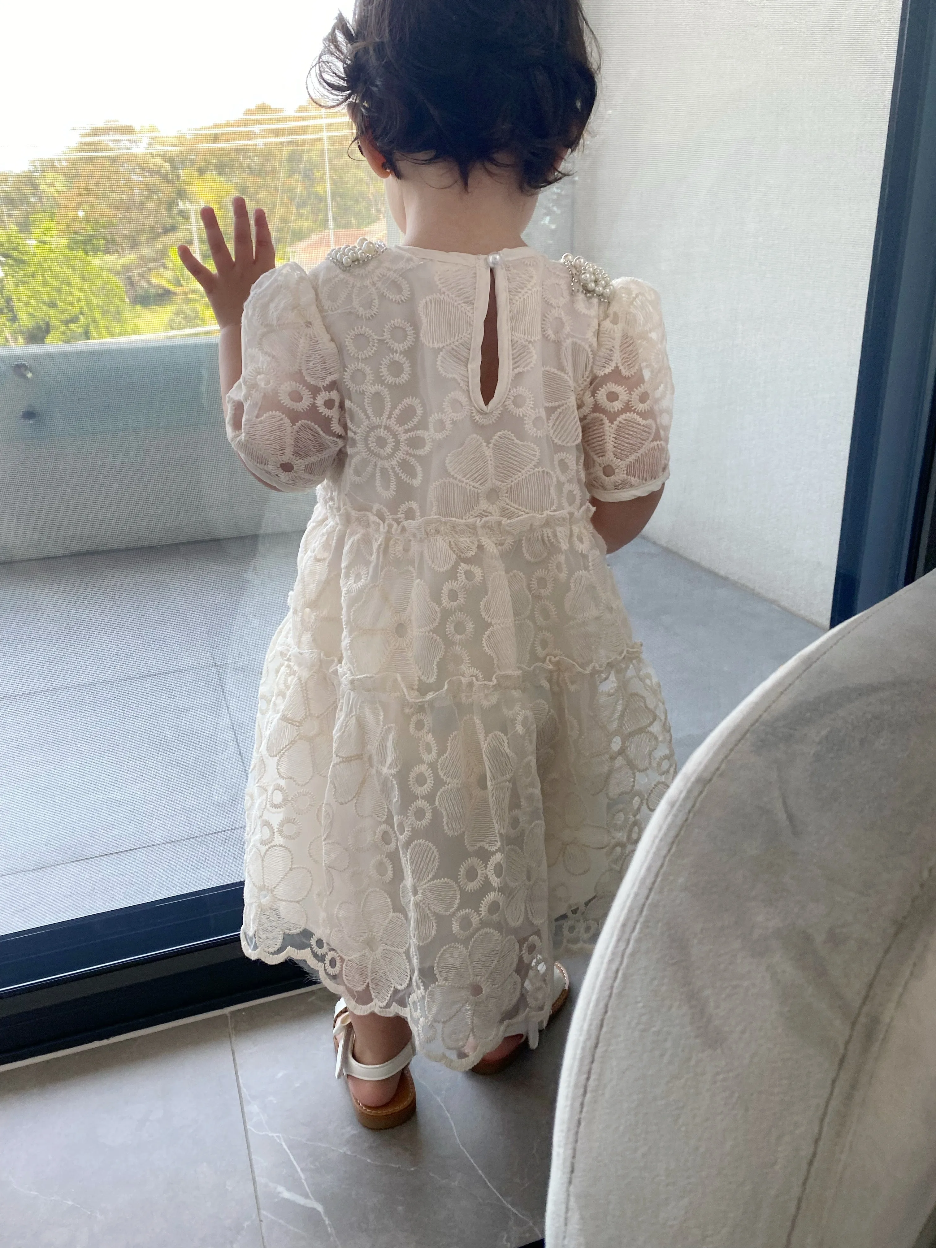 Pearl Embellished Lace Dress