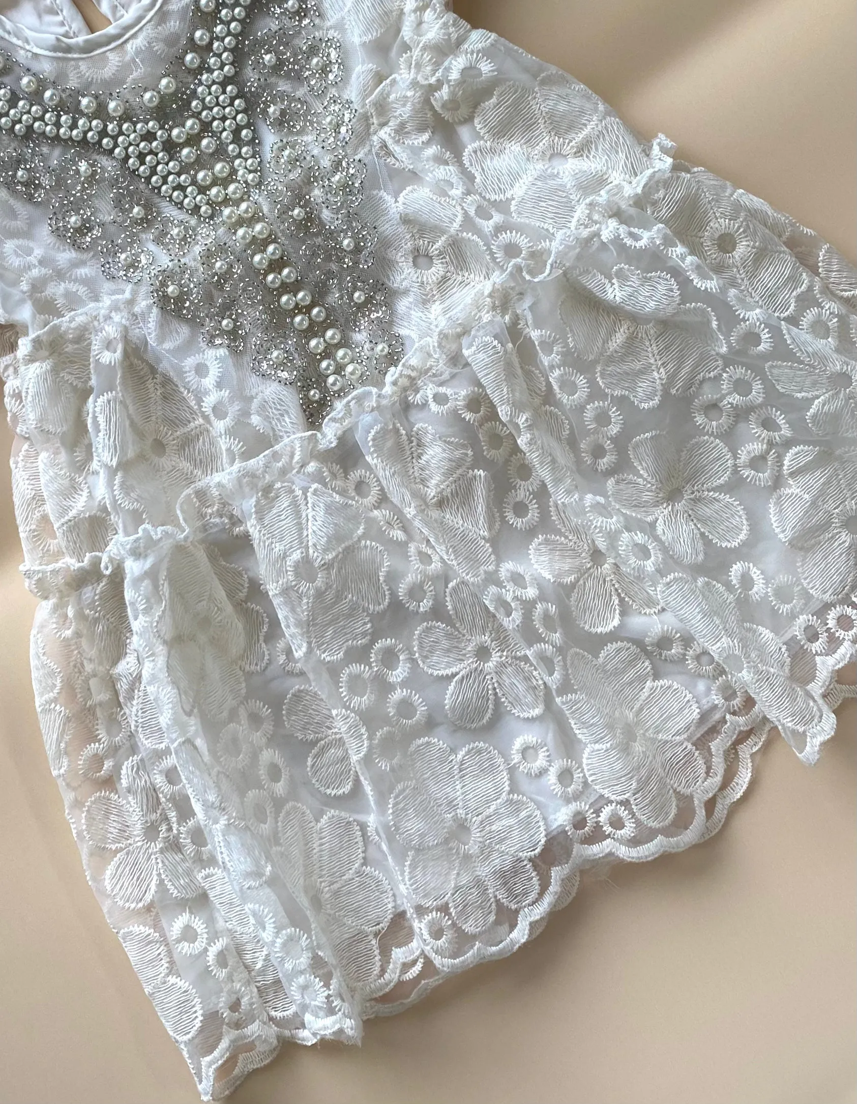 Pearl Embellished Lace Dress