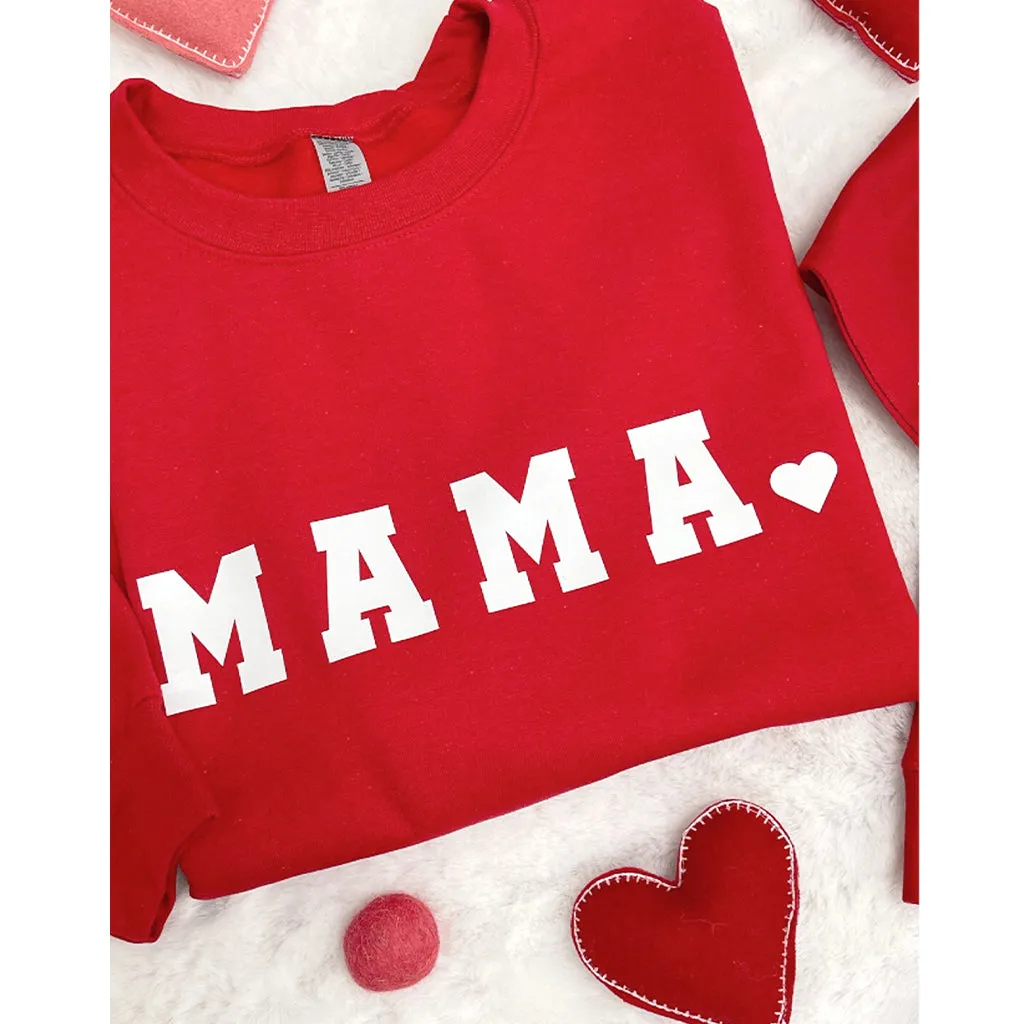 Personalized Mama & Mama's Valentine Sweatshirt with custom name on sleeve. Matching Sweatshirts for Mama and baby. Mommy and Me Sweatshirts RB24