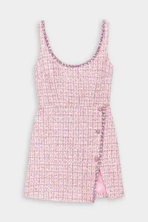 Pink Boucle Diamante Detail Dress