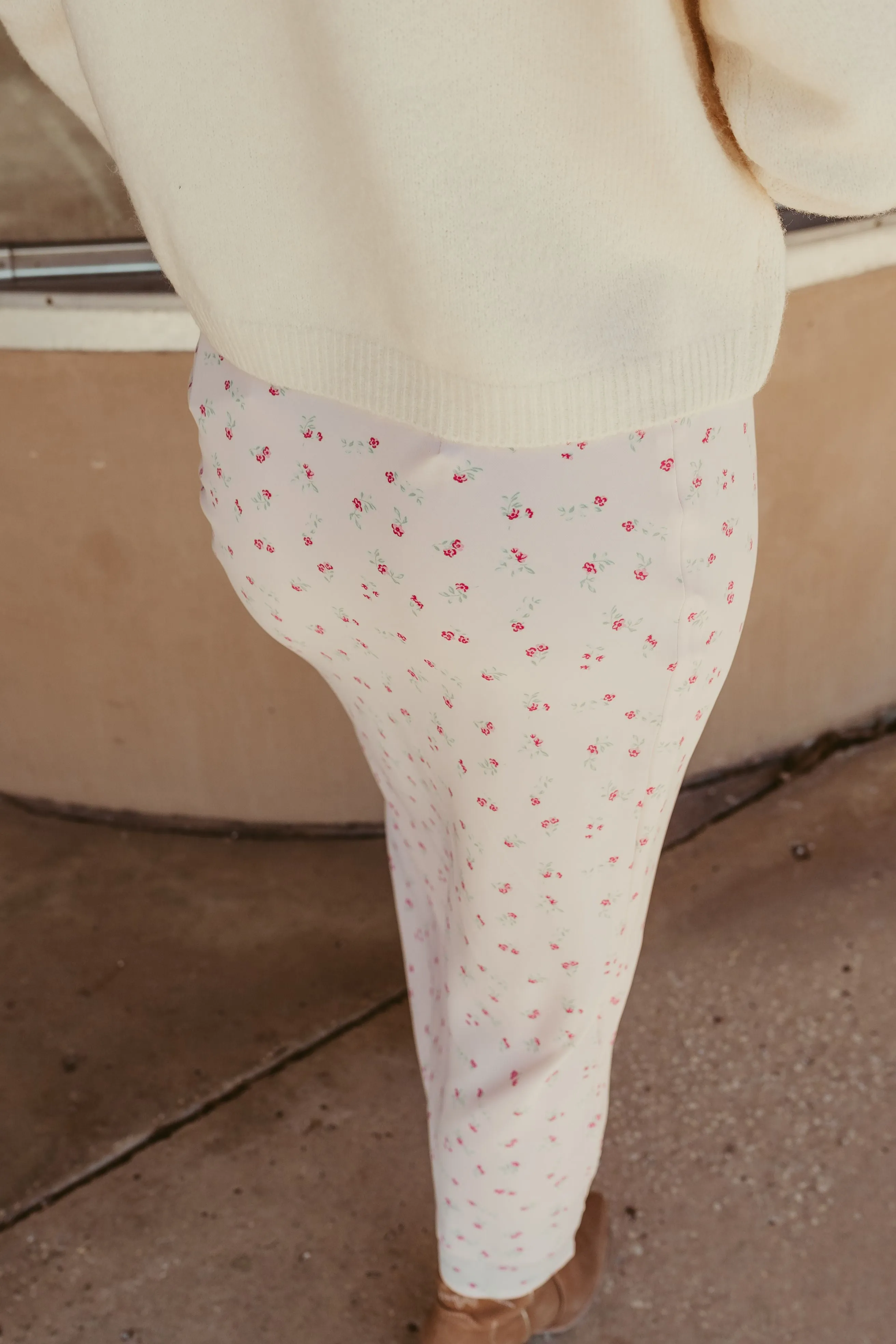 Pink Ditsy Floral Bias Cut Long Skirt BRK1970-34