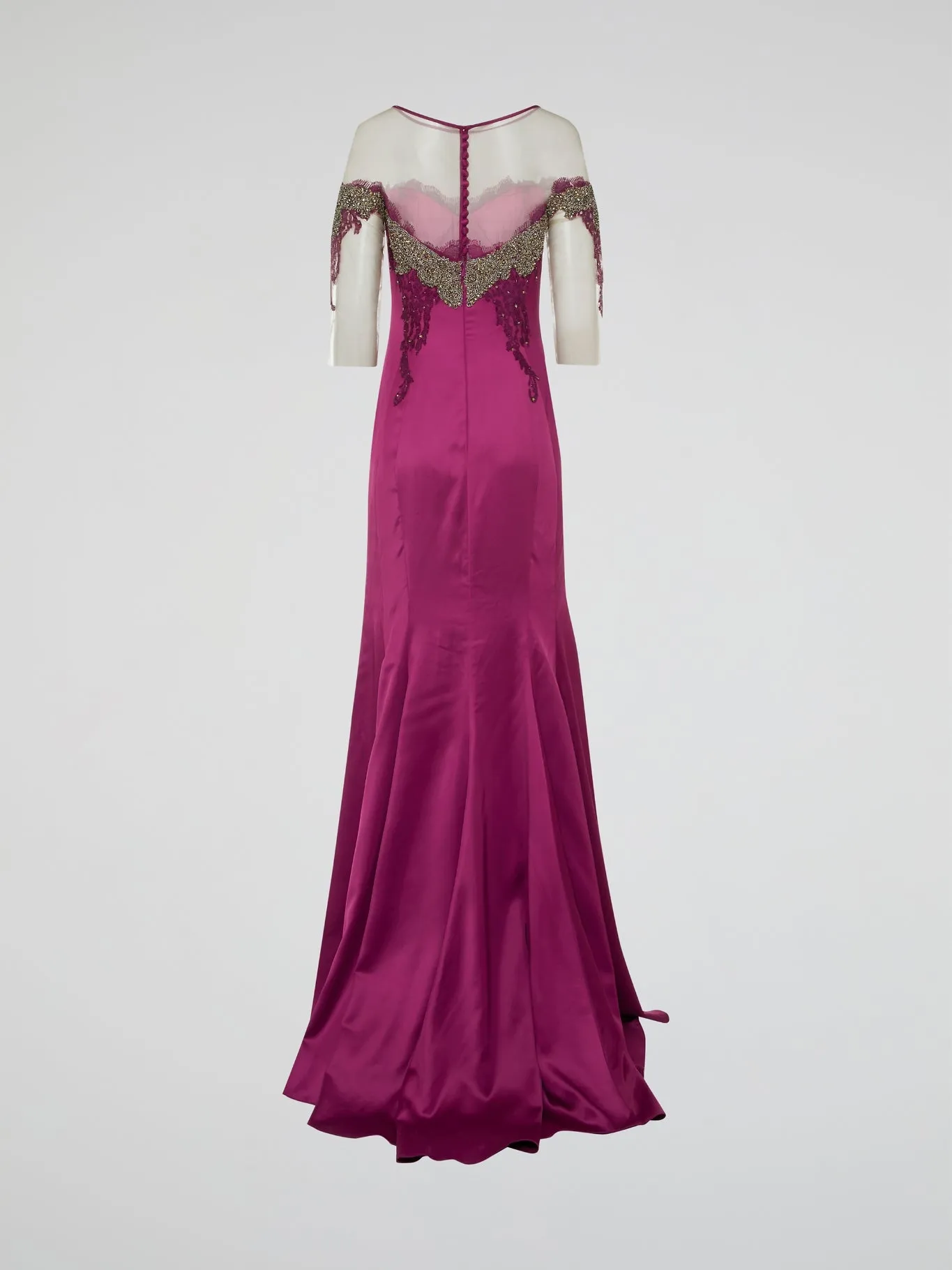 Pink Lace Detailed Studded Gown