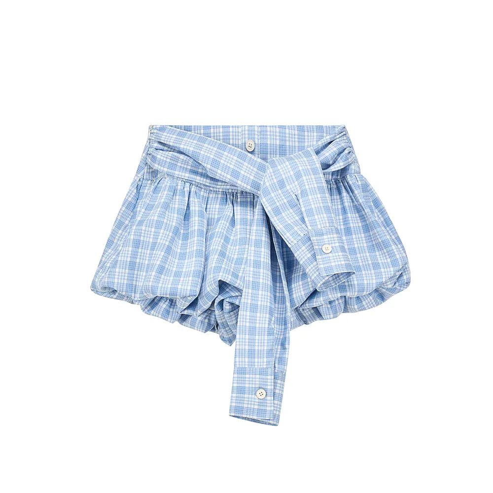 Plaid Bubble Skirt With Shirt Remake Vibe