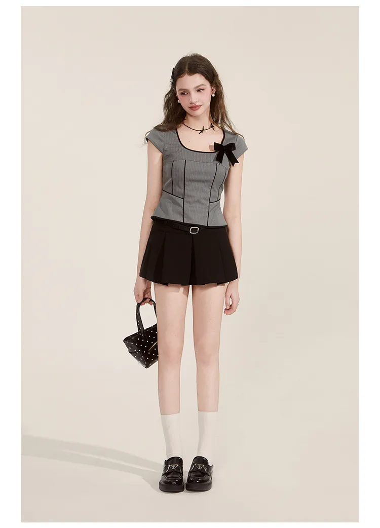 Pleated Skirt-Style Shorts