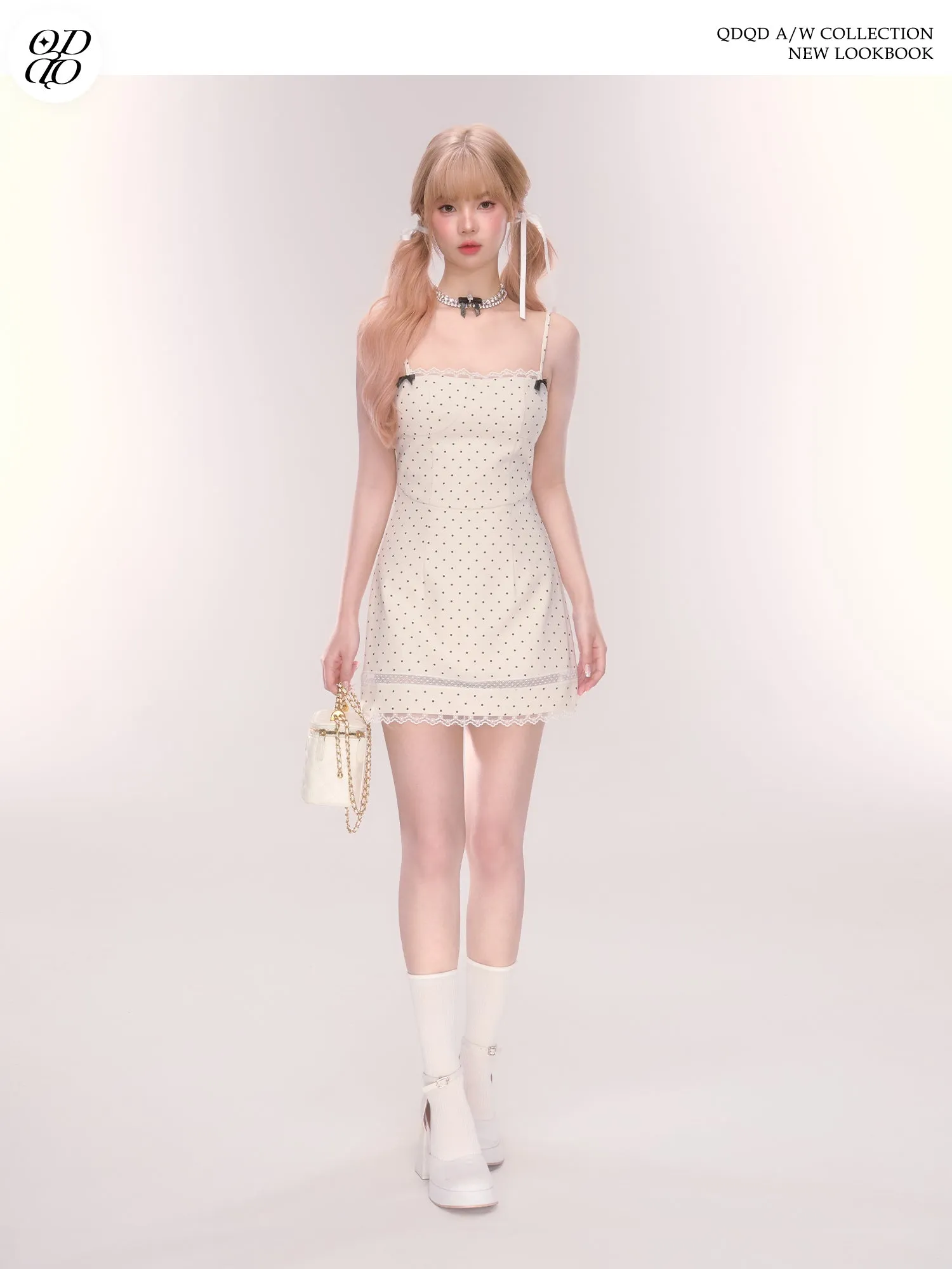 Polka Dot Mini Skirt With Lace Detail