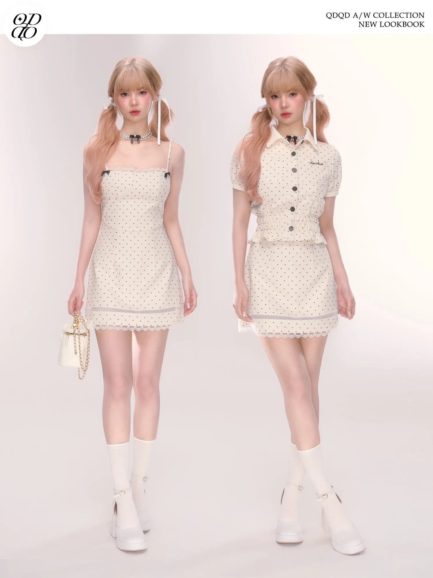 Polka Dot Mini Skirt With Lace Detail
