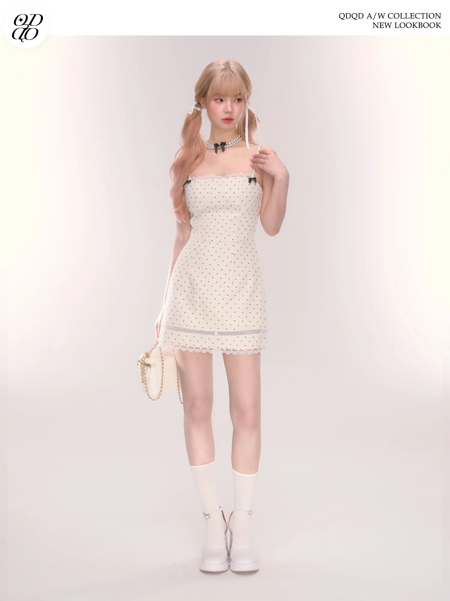Polka Dot Mini Skirt With Lace Detail