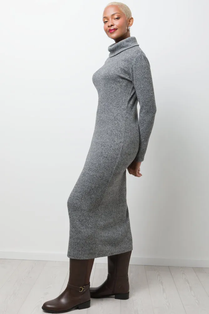 Poloneck Bodycon Maxi Dress Grey