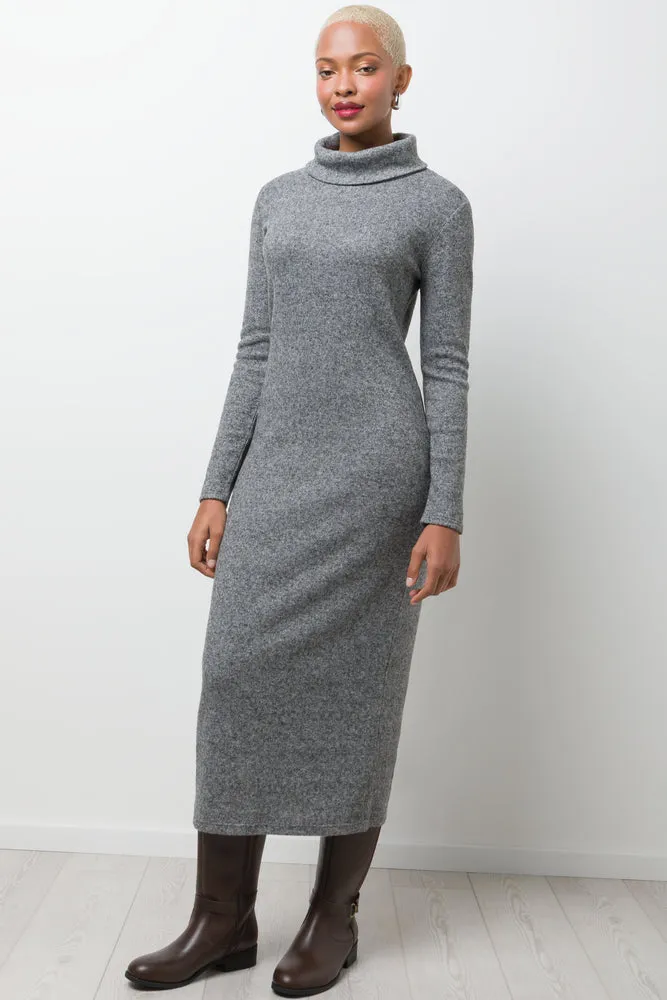 Poloneck Bodycon Maxi Dress Grey