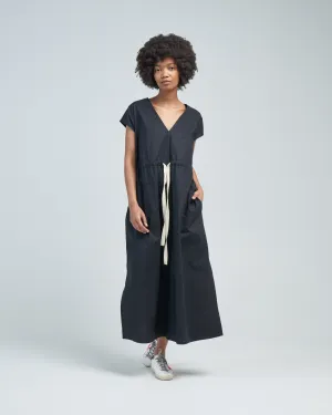 poplin v-neck dress