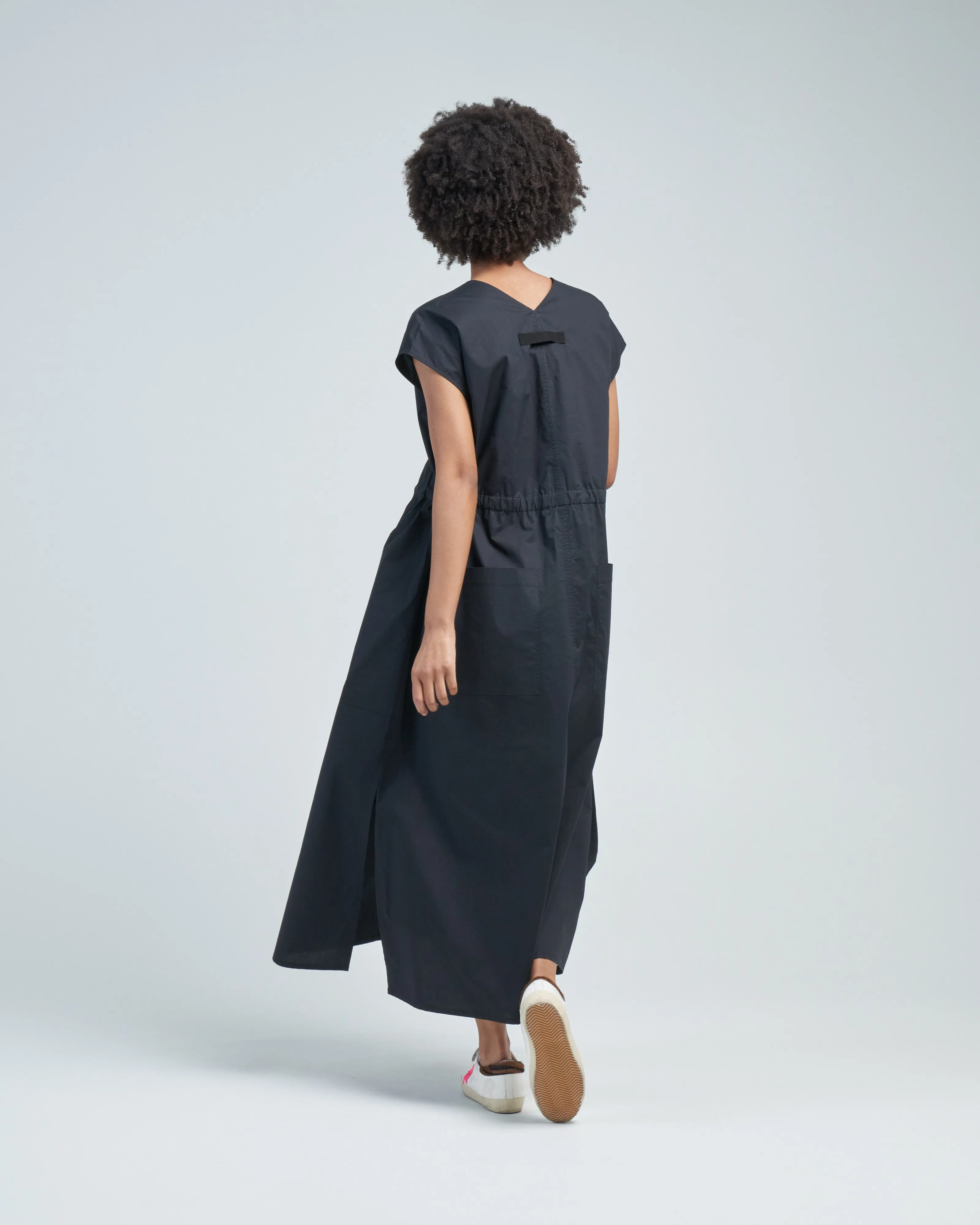 poplin v-neck dress