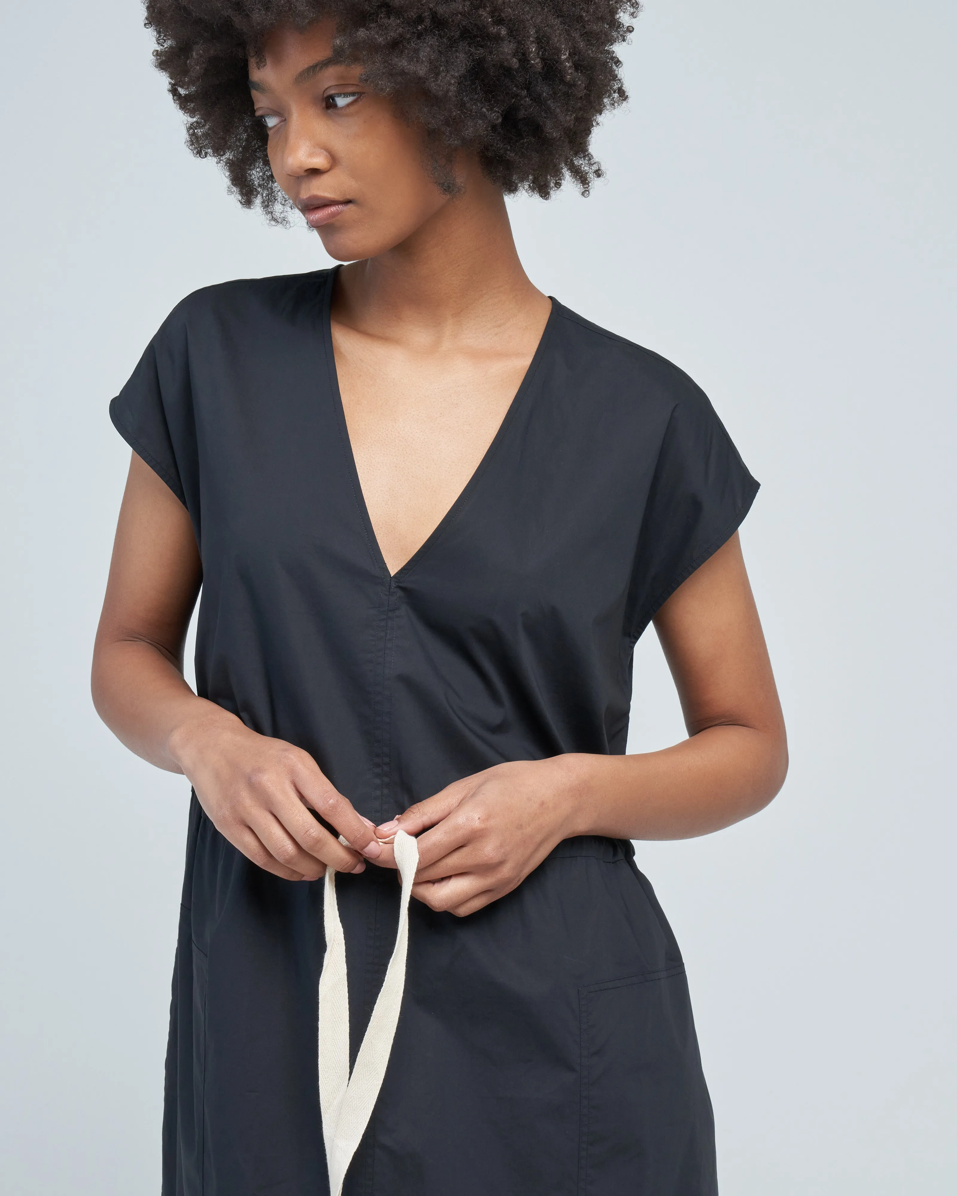 poplin v-neck dress