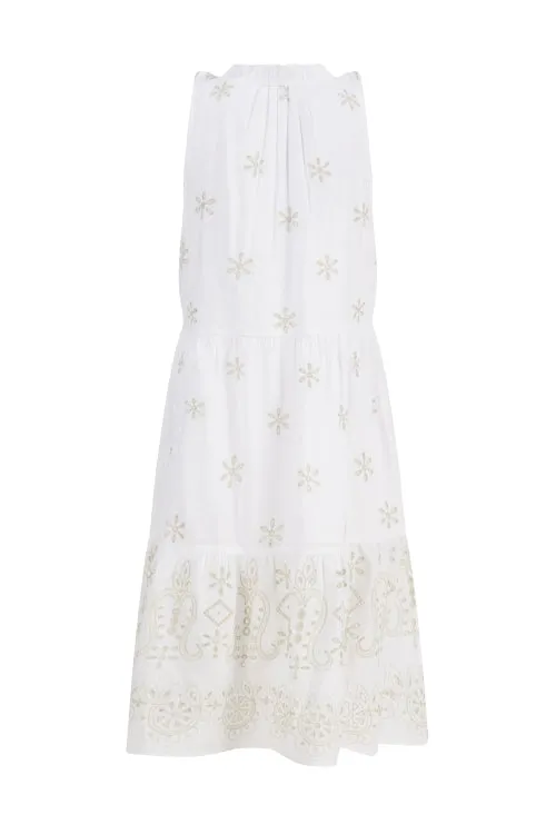 Pranella Belle Dress, Gold and White