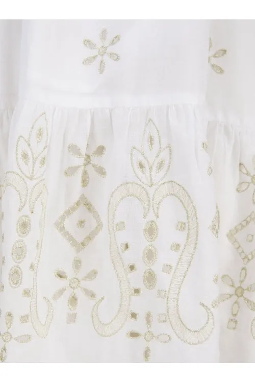 Pranella Belle Dress, Gold and White