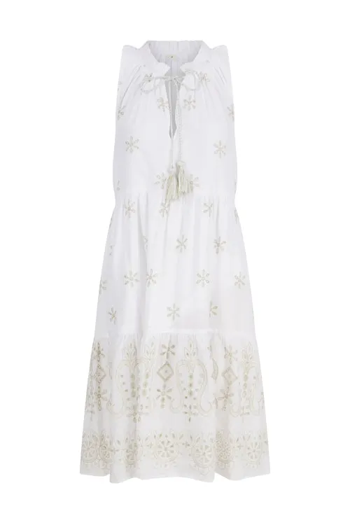 Pranella Belle Dress, Gold and White