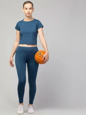 Premium High GSM Activewear Solid Yoga Pants for Women & Girls (TEAL)